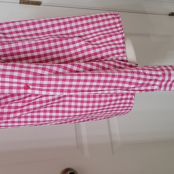 Sugar Rain Size M Pink White Gingham Button Down Long Sleeve Shirt - Picture 6 of 12